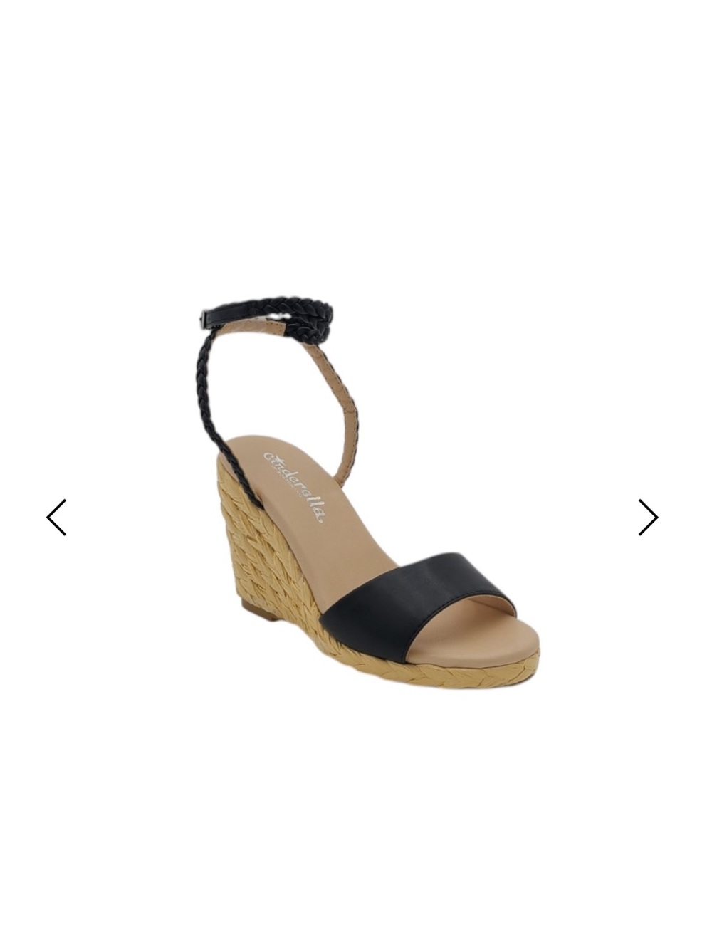 Braided Ankle Espadrille Wedge Sandal - Black
